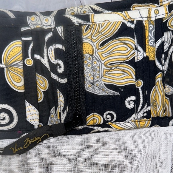 Vera Bradley Yellow Bird Pattern Small Euro Tri Fold Wallet Designer EUC Velcro - Picture 8 of 14